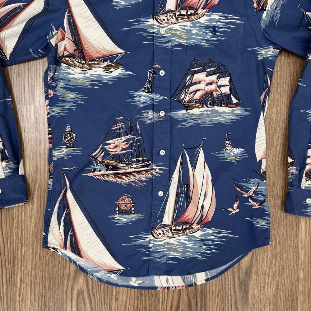 Polo Ralph Lauren Shirt Mens S Blue Sailing All Over Print‎ Button Down Oxford - Picture 4 of 16